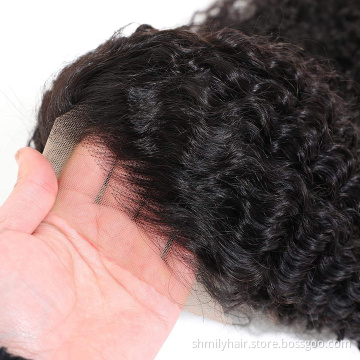 Shmily 100% Brazilian Human Hair Wigs 150 180 Density Aligned Cuticle Virgin Hair Wig Kinky Curly Lace Front Wig Human Hair